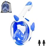 Joellfuner Schnorchelmaske für Kinder, CO2-Sichere Tauchmaske für Schwimmanfänger im Alter von 4-10 Jahren, 180-Grad-Sicht Tauchmasken mit Verstellbaren Kopfbändern, Geschenk für Kinder (Blau)