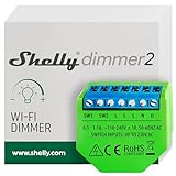 Shelly Dimmer 2, Intelligenter Wlan Dimmer, Kein Neutralleiter nötig, Hausautomatisierung, Kompatibel mit Alexa & Google Home, iOS Android App, Kein Hub erforderlich, Dimmbare Lichter