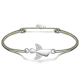 F.ZENI Damen Armband Schutzengel 925 Sterling Silber Armbänder Glücksbringer für Frauen und Mädchen 24cm Einstellbare Handarbeit Geflochtenes