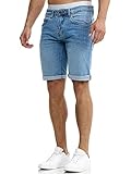 Indicode Herren Caden Jeans Shorts mit 5 Taschen | Herrenshorts Used Look für Männer Blue Wash XL