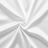STOFFKONTOR Stretch Satin Modestoff Kleiderstoff - Stoff glänzend - Meterware, Weiss