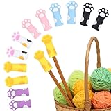 12 Teiliger Maschenstopper Silikon, Nadelstopper für Stricknadeln Katzenpfötchen Stricknadelstopper Stricknadeln Punktschutz Strickzubehör für Häkeln Häkelschutz