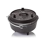 Petromax Feuertopf ft3 - Dutch Oven aus Gusseisen für Kochen und Backen - mit Deckel, Henkel und Standfüßen - Gerichte für 1 bis 3 Personen - 1,6 l