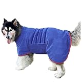 Hundemantel, Handtuch, Mikrofaser-Material, schnell trocknend, super saugfähig, schnell trocknend, feuchtigkeitsabsorbierend, mit verstellbarem Kragen und Taille
