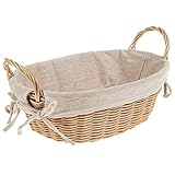 SIDCO Brotkorb Weideoptik Brötchenkorb Frühstückskorb mit Stoffeinlage Kunststoff Korb