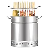 AUTEWOW BBQ Hängeofen, Holzkohlefass BBQ Grill, Edelstahl BBQ Grill Mesh Barrel mit Kabob-Spießen, Roll-Grillkorb, 35,6 x 43,2 cm, 3,599.2 cm