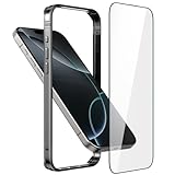 Metall Bumper Case für iPhone 16 Pro, Aluminium Rahmen Slim Case [weicher innerer Bumper] [erhöhter Randschutz] HD gehärtetes Glas Displayschutzfolie für iPhone 16 Pro 6.3 Zoll, Silber
