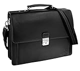 Fa.Volmer® Herren Echt-Leder Business-Tasche für Notebook | Schultertasche | Schwarz (Schwarz)