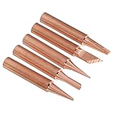 FUTUREORYY 5 Stück Teiliges Lötkolbenspitzen aus Reinem Kupfer Verschleißfest und Robust mit Feiner Spitze für Präzises Löten Hohe Wärmeleitfähigkeit Kompatibel mit Lötstationen für und