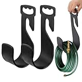 2er-Pack Gartenschlauchhalter mit Haltegriff – robuster Schlauchaufhänger, Wasserschlauchhalter für den Außenbereich, schnelle Montage für Wasserhahn (2 Schwarz)