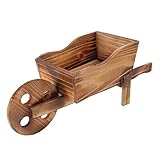 QWUUYEC Blumenkübel Holzkarre, Pflanztopf aus China - Tanne, 46x19,4x15cm - Langlebiges Material, Gute Belüftung, Ideal für Sukkulenten und Garten Dekoration