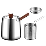 ZiStarlilife Frittiertopf mit 11,8 cm Siebkorb, Öltropfen-Abtropfgestell, ergonomischer Griff, rostbeständig, vielseitiges Kochwerkzeug für Snacks und Mahlzeiten, 15 cm x 19 cm, 304 Edelstahl (C)