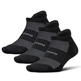 Feetures Elite Max Cushion No Show Tab Ankle Socks – Sportsocken mit gezielter Kompression – Schwarz, L (3 Paar)