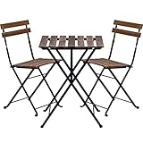 STILISTA Bistro-Set 3-teilig, FSC®-zertifiziertes Akazienholz und Metall, 1x Tisch + 2X Stuhl, klappbar