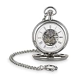 Hermann Jäckle Taschenuhr Bayreuth – Skelett-Handaufzug, Mineralglas, inkl. Kette & Reiseetui – Edle Vintage Uhr im klassischen Design