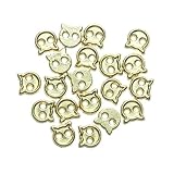 20 Stück 4,0 mm Puppenkleiderschnallen, handgefertigte Mini-Knöpfe im Cartoon-Stil, DIY-Nähmaterial, Puppenkleidungszubehör, 4 Designs: Katze, Gold