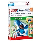 tesa Powerstrips POSTER - Doppelseitige Klebestreifen für Poster und Plakate - Selbstklebend und spurlos wieder ablösbar - Bis zu 200 g Halteleistung - 20 Stück