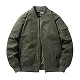 Ewleguzka Herren-Bomber-Baseballjacken, Herbst, Winter, lässig, Sport, Militärjacke, leichte Bomberjacke, Outdoor-Sport, dünne Baseball-Mäntel mit Reißverschlusstaschen, Armeegrün 8, 3XL