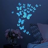 ALEGRE® Wandtattoo Leuchtende Schmetterlinge - 25 Stück Wandaufkleber, Deko Wandsticker, Luminous Sticker für Schlafzimmer Kinderzimmer