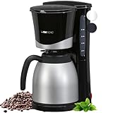 Clatronic® Kaffeemaschine mit Thermoskanne | für 8-10 Tassen Kaffee | kein Temperaturverlust | Filterkaffeemaschine | 1 Liter | Coffee machine | Filterkaffeemaschine mit Thermoskanne | KA 3327 schwarz