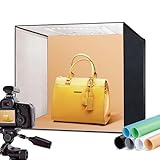 RALENO® Fotostudio Set 50 x 50 x 50 cm professionelle superhelle Fotobox mit 50 W / 5500 K / 92 CRI einstellbarem Licht inkl.6 PVC-Hintergrund(schwarz/grau/orange/weiß/blau/grün)