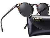 CARFIA Polarisierte Sonnenbrille Herren Männer Fahrenbrille Runden Rahmen mit Lederetui