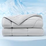 BEDSURE Kühldecke Bett Sommerdecke 135x200 - Kühldecken zum Schlafen Bettdecke 135x200 - Arc-Chill Q-Max 0,4 Doppelseitige Kühlende Decke Leicht Bettdecke Ohne Bezug Cooling Blanket Oeko-TEX, Grau