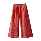 Damen-Sommerhose, bauchfrei, lässig, Baumwolle, lockere Hose, 1920er-Jahrehose, leger, elastisch, Sweatpants, rot, XL