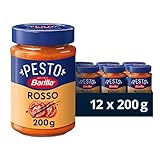 Barilla Pesto Rosso 12x200g | Glutenfreie Italienische Pasta-Sauce mit italienischen Tomaten und Balsamico-Essig aus Modena, Nudel-Soße, rotes Pesto