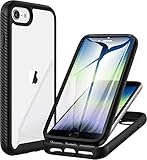 CENHUFO für iPhone SE 2020/SE 2022 Hülle, iPhone 8 Hülle, iPhone 7/6S/6 Hülle 360 Grad Handyhülle Stoßfest Schutzhülle Panzerhülle mit Eingebautem Displayschutz Outdoor Bumper Cover Case - Schwarz