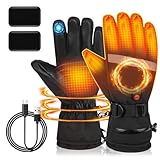 BelonLink Beheizte Handschuhe für Damen Herren, 2×4000mAh Wiederaufladbare Beheizbare Handschuhe, wasserdichte Skihandschuhe, 3 Einstellbarer Temperatur, Für Skifahren, Motorrad, Radfahren, Wandern