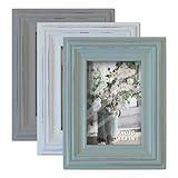 Holz-Bilderrahmen, Vintage-Stil, 10,2 x 15,2 cm, 3 Stück, rustikal, dickes Holz, High-Definition-Glas-Bilderrahmen, außen 15,2 x 20,3 cm, 2-Wege-Display, Tisch- oder Wandmontage