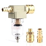 Molbory 1/4 Zoll Druckminderer Druckluft Wasserabscheider, Druckluftfilter Wartungseinheit Ölabscheider 1/4 Zoll mit Deutscher Schnellkupplung für Druckregler Pneumatische Kompressorfilter