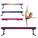 HomeSun Schwebebalken Einstellbar Faltbar Gymnastik Balance Beam High and Low Level Floor Beam Einfache Montage Gymnastikbalken 240cm Stabile Trainingsgeräte für Zuhause (Violett, 240cm)