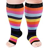 Ancrina Kompressionsstrümpfe für Damen, breite Wade, offener Zehenbereich,Kniehohe Kompressionsstrümpfe, zehenlose Stützsocken