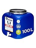 Garronda 100 Liter Regentonne Fass Behälter mit Deckel Auslaufhahn Weithalsfass quadratisch Wassertank Regenfass für Garten Sauerkrautfass Pökelfass für Fleisch Weinfass Surfass GD-0089, Blau
