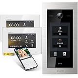Balter EVO-HD Video Türsprechanlage mit Touchscreen Türstation, Video Türklingel, Smartphone App, Mehrfamilienhaus, 2X 7 Monitore, Türklingel mit Kamera Full HD, 2 Draht Bus, 175° Weitwinkel, RFID