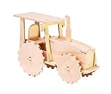 Pebaro 851/1 Holzbausatz Traktor, 3D Puzzle Baufahrzeug, Modellbausatz, Basteln mit Holz, Holzpuzzle, vorgestanzte Holzplatte, ausbrechen, zusammenstecken, fertig, inkl. Schmirgelpapier, Geschenkidee