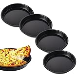 4 Stück Pizzablech Pizzateller Rund Ø 18,1 cm, Quiche Backform, Pizza Backblech aus Beschichtetem Carbonstahl, Pizza Blech, Antihaftbeschichtet Pizzabackbleche Set für Pizza, Flammkuchen, Kuchen