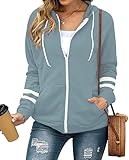 Jhsnjnr Damen Kapuzenjacke Bequemer Zipper Hoodie Kapuzenpulli mit Reißverschluss Dünne Einfarbige Herbst Langarm Sweatshirtjacke