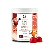 Gumtamin Eisen Gummibärchen für Kinder - 60 vegane Gummies bei Eisenmangel - Eisen für Kimder mit Vitamin C mit 10mg Eisenpyrophosphat hochdosiert - Alternative zu Eisentabletten