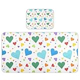 Baby-Matratze, kühlend, Regenbogen-Herzen, 71,1 x 132,1 cm, saugfähig, gepolstert, für Kinder und Erwachsene, Blau