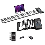 OYAYO Roll Up Piano Keyboard, 61 Tasten Rollpiano Unterstützt MIDI mit 128 Tönen und Rhythmen, Rollklavier Flexibles Elektronisches Keyboard Klavier für Kinder Erwachsene Anfänger Geschenk