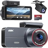 Dash Camera 2.5K QHD 3.39 IPS für Front- und Heckkamera mit kostenloser 64GB-Karte | Dashcam Auto Vorne Hinten | 160° Weitwinkel Nachtsicht, 24H Parkmodus & G-Sensor (Black-1)