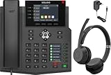 GEQUDIO IP Telefon GX5+ Set mit Netzteil & Bluetooth Headset - Fritzbox, Telekom kompatibel - Freisprechen & Kabelloses Headset – Deutsche Anleitung (PDF) für Fritz Box, Sipgate, Telekom Speedport