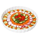 MamboCat Quicheform Veggi weiß I Ø 28cm I 1 Liter I rund I glänzende Schale mit Wellenrand für Kuchen, Tarte, Tortenboden, Obst-Pie etc. I Backform für Gratins I Geschirr-Zubehör