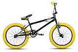 CHILLIZ BMX Freestyle 20 Zoll XB.01 schwarz-gelb Kinder Erwachsene V-Brake 360° Rotor