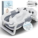 Baby Badewanne Faltbar mit Panda Kissen - Faltbare Babybadewanne Antirutsch Ergonomisch Babywanne Neugeborene Bis 3 Jahre - Tragbare Baby Wanne Leicht Zu Reinigen - Baby Bath Tub | VALBABY