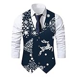 Anzug Weste Herren Herbst Weihnachtsserie Basic Weste Herren Slim Fit Leistung Anzugjacken Für Herren Abschlussball Longsleeve Anzug Ärmellos Party Herren I-Blue L