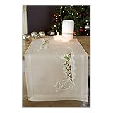 Vervaco Stickpackung Kreuzstich Set Vorgedruckt Tischläufer Winterdorf im Schnee Stickdecken Vorgezeichnet Basteln Kreativ Stickläufer zum Selbersticken 40 x 100 cm Stickset Weihnachten